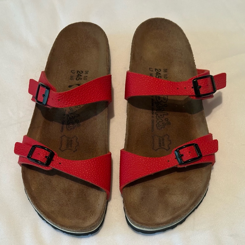 Birkenstock Red Comfort Sandals with Adjustable Straps